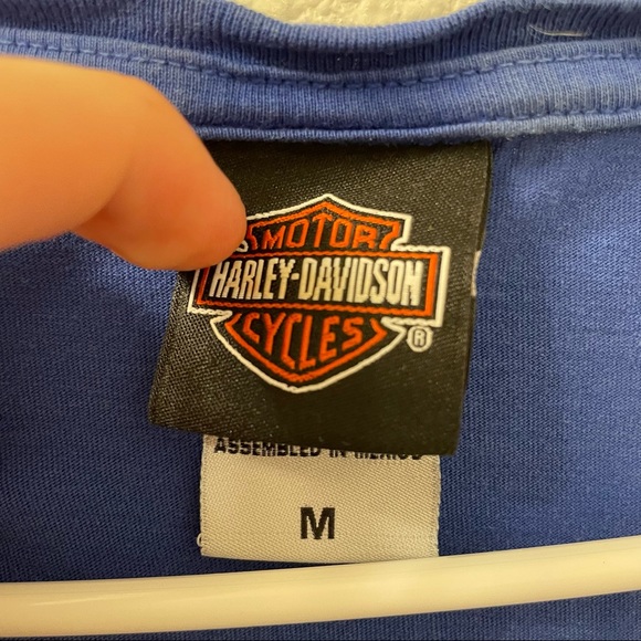 Harley Davidson v neck shirt blue medium - Picture 3 of 4